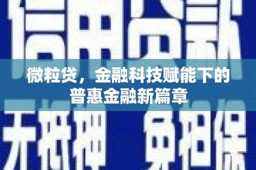 光泽微粒贷，金融科技赋能下的普惠金融新篇章