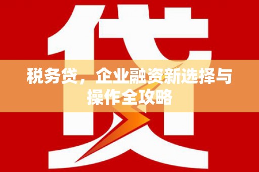光泽税务贷，企业融资新选择与操作全攻略