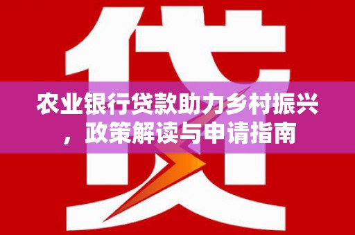 光泽农业银行贷款助力乡村振兴，政策解读与申请指南