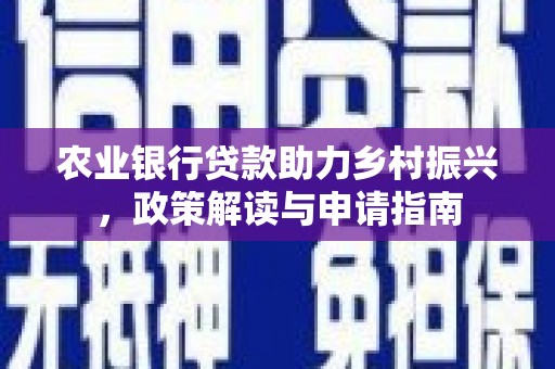 光泽农业银行贷款助力乡村振兴，政策解读与申请指南