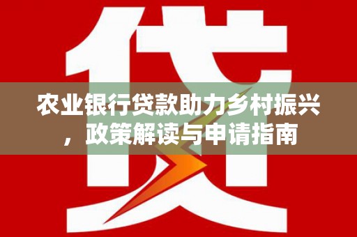 光泽农业银行贷款助力乡村振兴，政策解读与申请指南