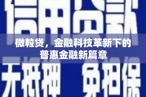 光泽微粒贷，金融科技革新下的普惠金融新篇章