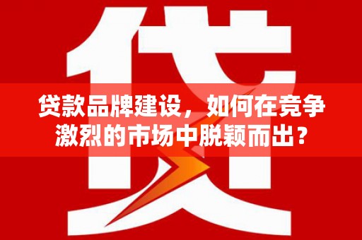 光泽贷款品牌建设，如何在竞争激烈的市场中脱颖而出？