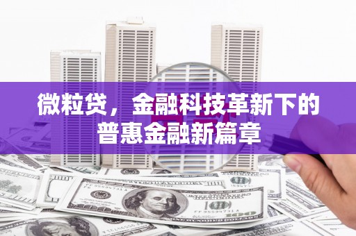 光泽微粒贷，金融科技革新下的普惠金融新篇章