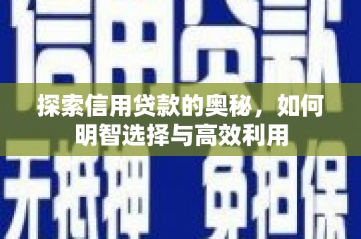 光泽探索信用贷款的奥秘，如何明智选择与高效利用