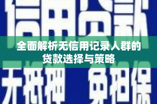 光泽全面解析无信用记录人群的贷款选择与策略